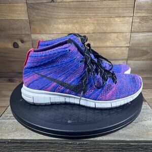 Nike Free Flyknit Chukka Women's Size 6.5 Running Shoes Hyper Pink Blue